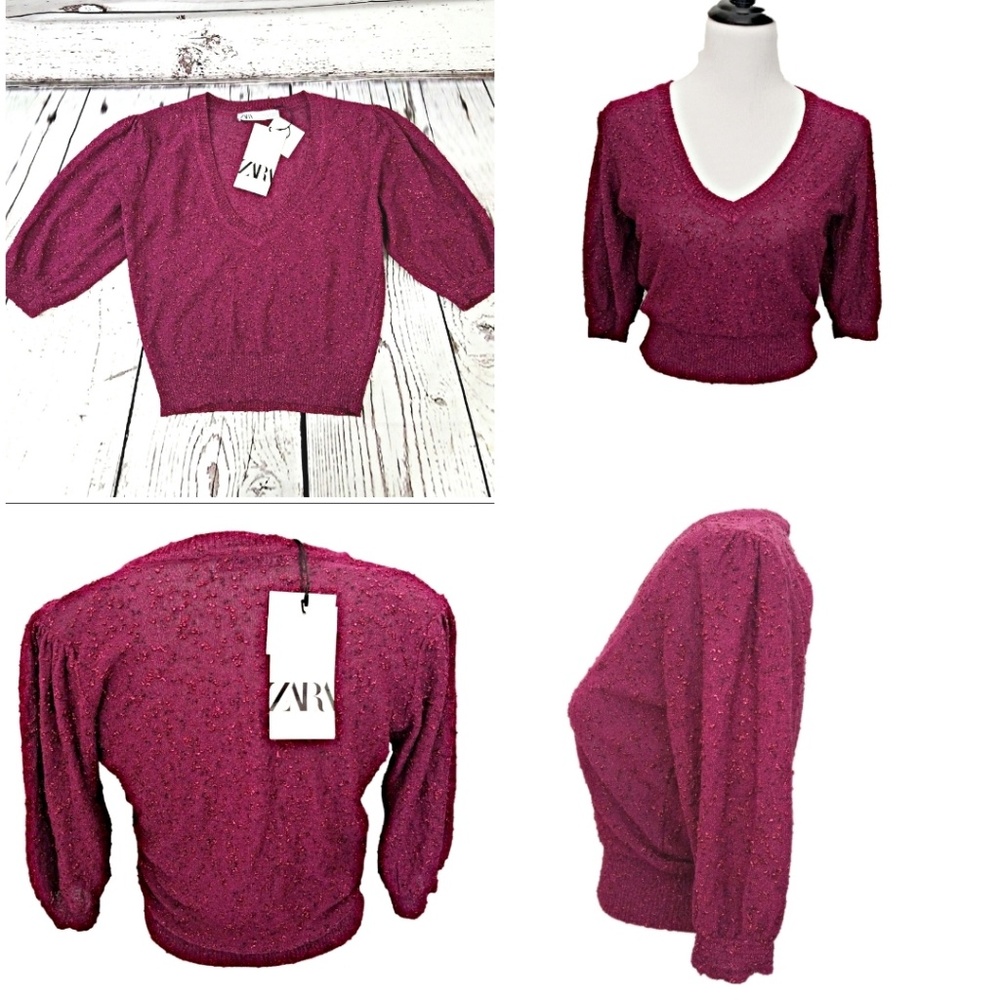 NEW🔴Zara Sweater NWT Size M Raspberry